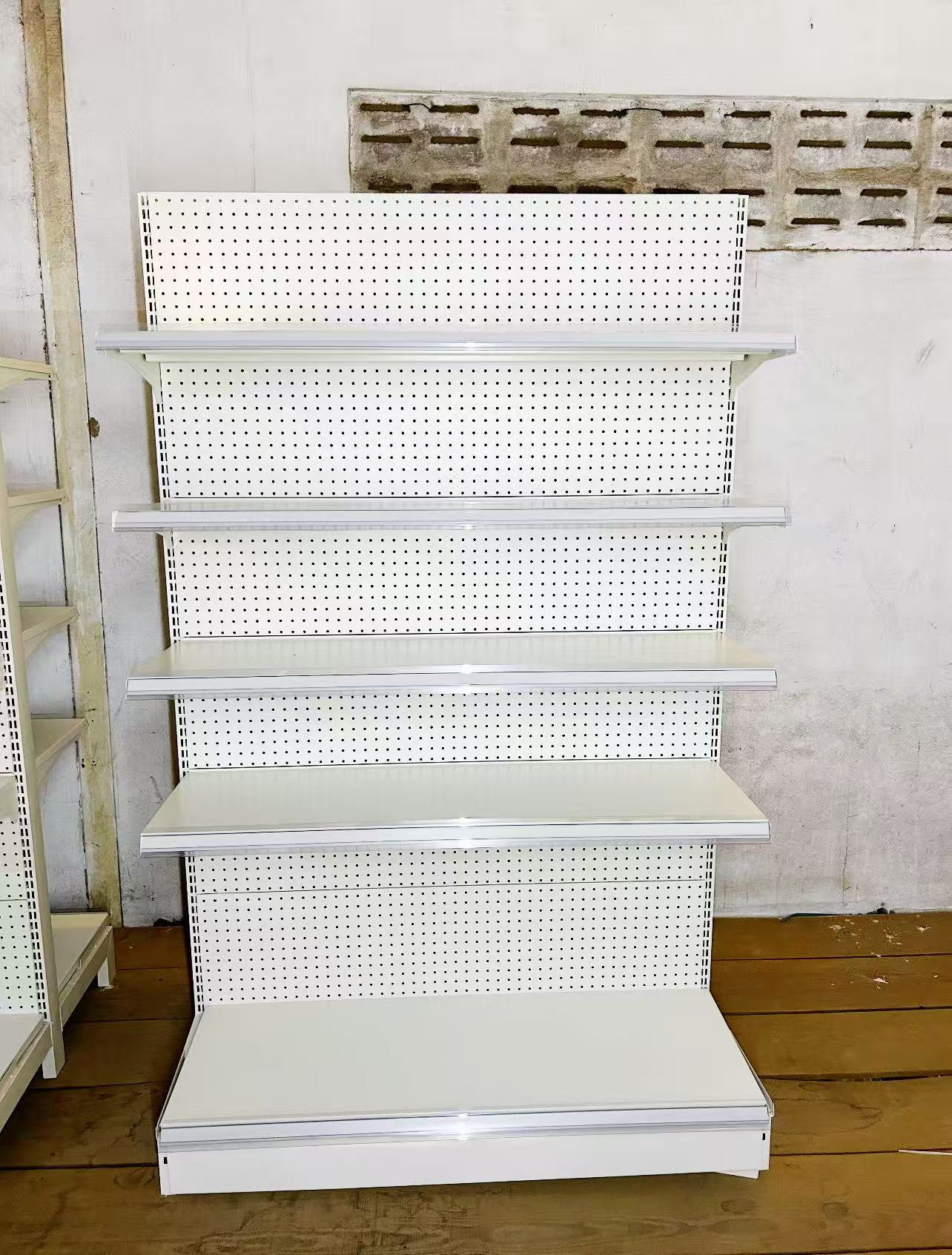 ຊັ້ນວາງຊຸບເປີມາເກັດ-ມີແຜ່ນ4ຊັ້ດ້ານດຽວໂຄງຫຼກ